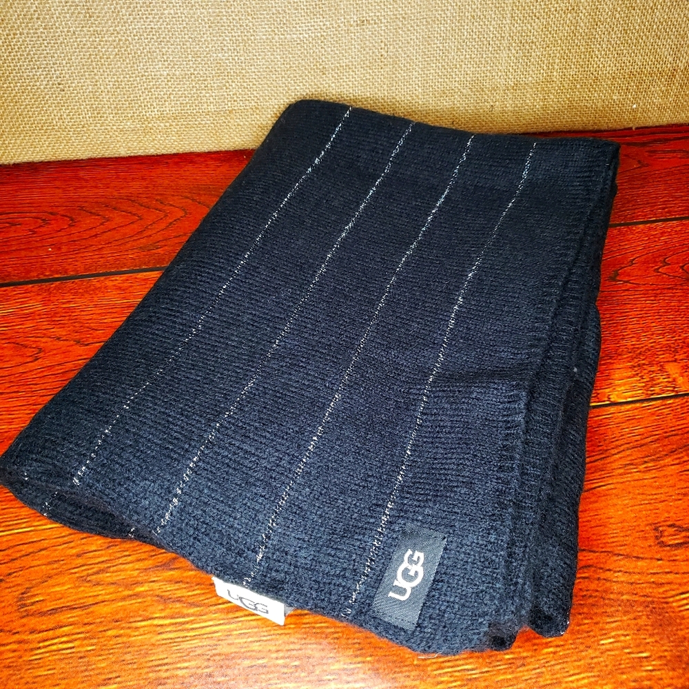 UGG Black Silver Striped Scarf